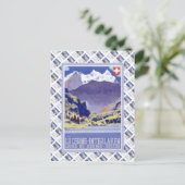 Vintages Swiss Raulway Poster, Interlaken Luzern Postkarte (Stehend Vorderseite)