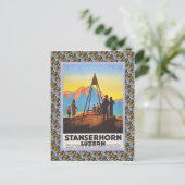 Vintages Swiss Raulway Poster, Stanzerhorn Postkarte (Stehend Vorderseite)