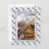 Vintages Swiss Raulway Poster, Zermatt Postkarte (Vorne/Hinten)