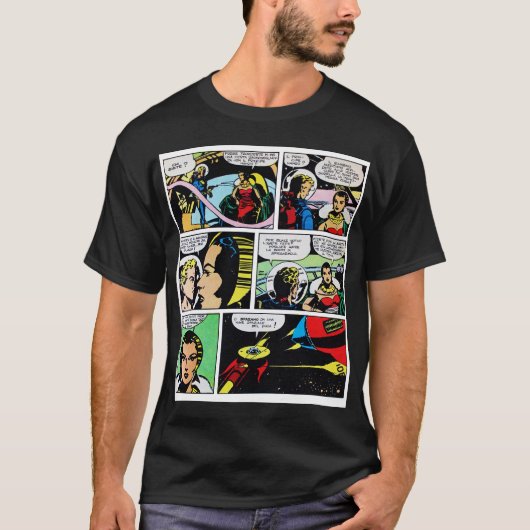 Vintages T-Shirt Streifen des Comic Sci-FI (Vorderseite)