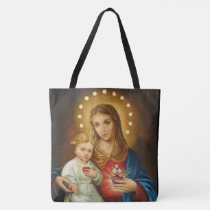 Vintages tadelloses Herz von Mary w/Baby Jesus Tasche
