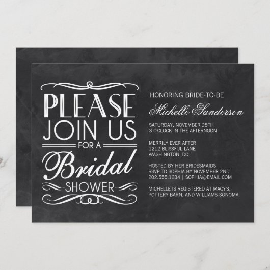 Vintages Tafel-Brautparty Einladung (Vorne/Hinten)