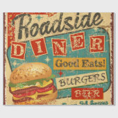 Vintages Tafelschild Diner Metal, Diner, Retro, v Geschenkpapier (Flach)