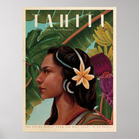 Vintages Tahiti-Inselmädchen Poster (Vorne)