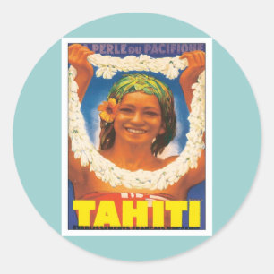 Vintages Tahiti Runder Aufkleber
