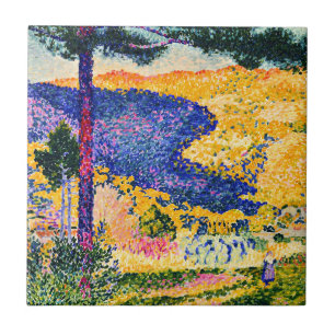 Vintages Tal mit Tannenmalerei Fliese