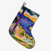 Vintages Tal mit Tannenmalerei Großer Weihnachtsstrumpf (Vorderansicht (hängend))