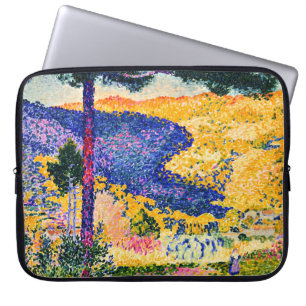 Vintages Tal mit Tannenmalerei Laptopschutzhülle