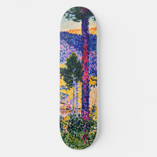 Vintages Tal mit Tannenmalerei Skateboard