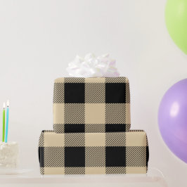 Vintages Tan und Black Buffalo Kariert Geschenkpapier