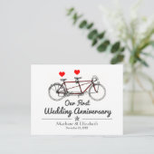 Vintages Tandem Bicycle Custom Wedding Jubiläum Postkarte (Stehend Vorderseite)