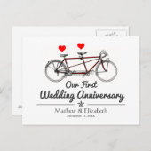 Vintages Tandem Bicycle Custom Wedding Jubiläum Postkarte (Vorne/Hinten)