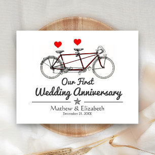 Vintages Tandem Bicycle Custom Wedding Jubiläum Postkarte