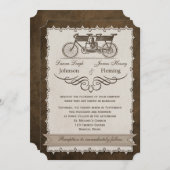 Vintages Tandem-Bicycle Wedding Einladung aus dem  (Vorne/Hinten)
