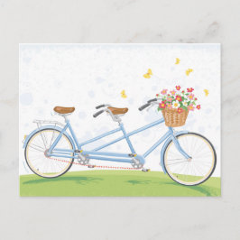 Vintages Tandem Fahrrad mit Blume Postkarte