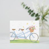 Vintages Tandem Fahrrad mit Blume Postkarte (Stehend Vorderseite)