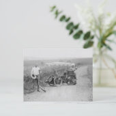 Vintages Tandem mit 3 Rädern Postkarte (Stehend Vorderseite)