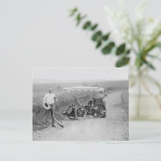 Vintages Tandem mit 3 Rädern Postkarte (Stehend Vorderseite)