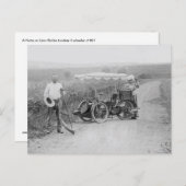 Vintages Tandem mit 3 Rädern Postkarte (Vorne/Hinten)