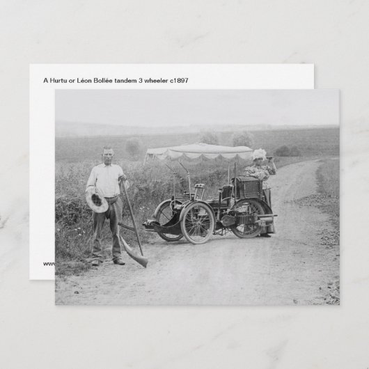 Vintages Tandem mit 3 Rädern Postkarte (Vorne/Hinten)