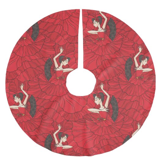 Vintages Tango Flamenco-Tanzmuster Polyester Weihnachtsbaumdecke (Vorderseite)
