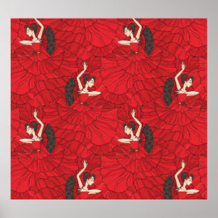 Vintages Tango Flamenco-Tanzmuster Poster