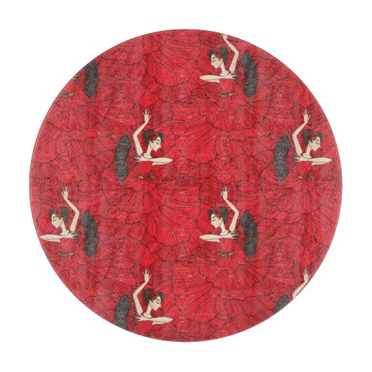 Vintages Tango Flamenco-Tanzmuster Schneidebrett (Vorderseite)