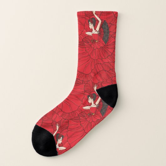 Vintages Tango Flamenco-Tanzmuster Socken (Links - Außen)