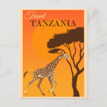 Vintages Tansania Africa Giraffe Travel