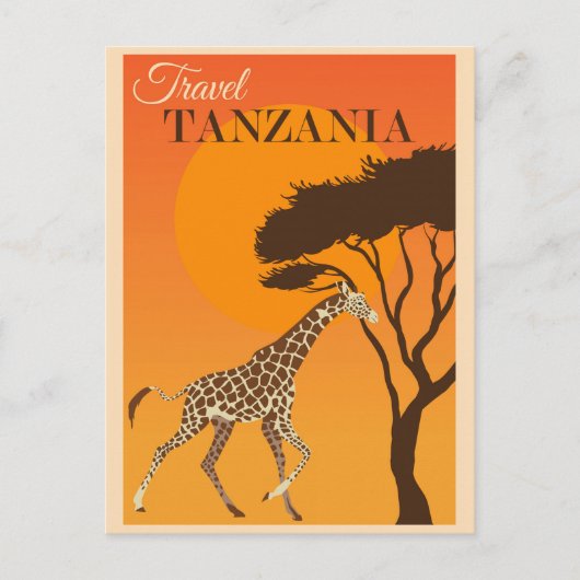 Vintages Tansania Africa Giraffe Travel Postkarte (Vorderseite)