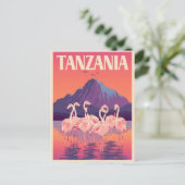 Vintages Tansania Afrika Flamingo Bergtour Postkarte (Stehend Vorderseite)