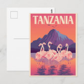 Vintages Tansania Afrika Flamingo Bergtour Postkarte (Vorne/Hinten)