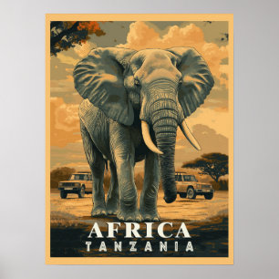 Vintages Tansania: Safari-Abenteuer Poster