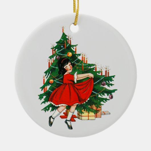 Vintages Tanzen Girl Christmas Tree Keramik Ornament (Vorne)