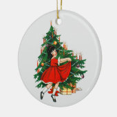 Vintages Tanzen Girl Christmas Tree Keramik Ornament (Links)