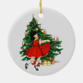 Vintages Tanzen Girl Christmas Tree Keramik Ornament (Hinten)