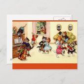 Vintages Tanzen Party Katzen Postkarte (Vorne/Hinten)