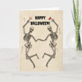 Vintages Tanzen Skeleton Spooky Gothic Karte (Vorderseite)