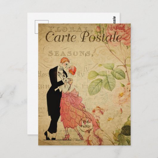 Vintages Tanzpaar der 20er Jahre Postkarte (Vorne/Hinten)