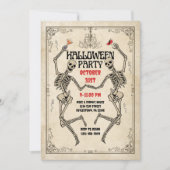 Vintages Tanzskelett Elegantes Gotisches Halloween Einladung (Vorderseite)