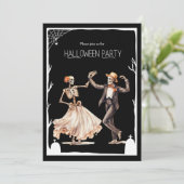 Vintages Tanzskelett Erwachsene Halloween-Party Einladung (Stehend Vorderseite)