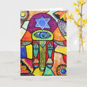 Vintages Tapastry Hamsa Karte (Gelbe Blume)