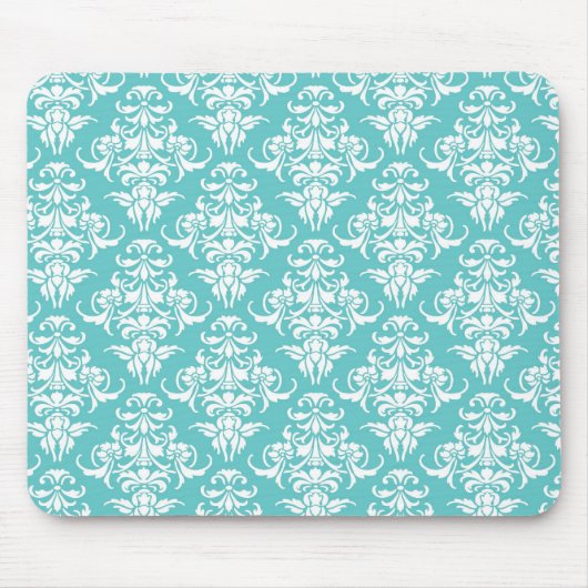 Vintages Tapetenmuster des blauen Damastes Mousepad (Vorne)