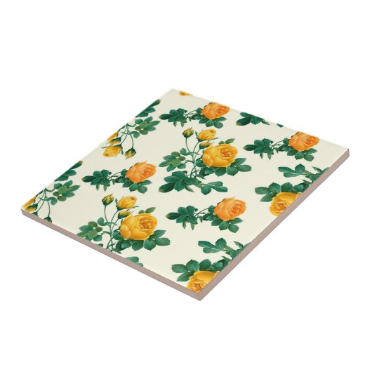 Vintages Tapetenmuster, gelbe Rosen Fliese (Seite)