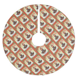 Vintages Tartan Girl "Frohe Weihnachten" Polyester Weihnachtsbaumdecke