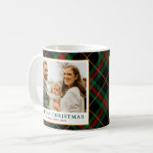 Vintages Tartan Kariertes Foto Frohe Weihnachten Kaffeetasse (Vorderseite Links)
