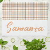 Vintages Tartan-Muster, weiß, grau Geschirrtuch (Gefaltet)