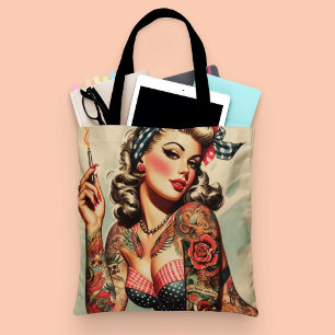 Vintages Tattoo Alte Schule Button-up Tasche