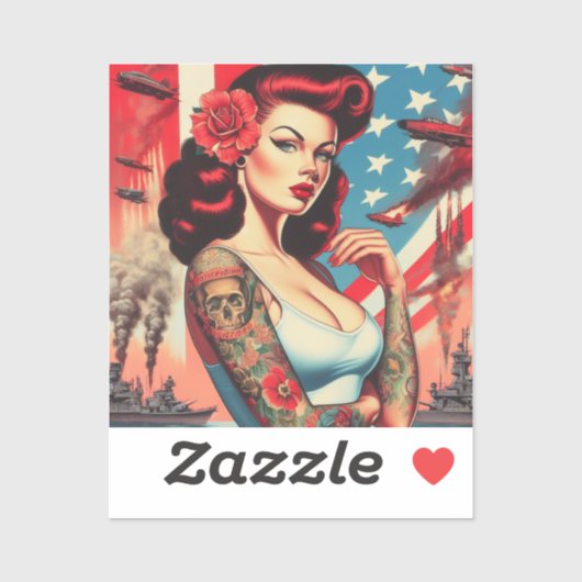 Vintages Tattoo-Button Aufkleber (Blatt)