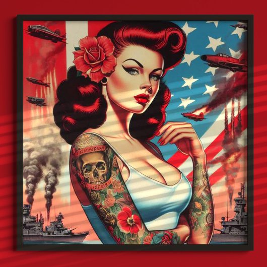 Vintages Tattoo-Button Poster